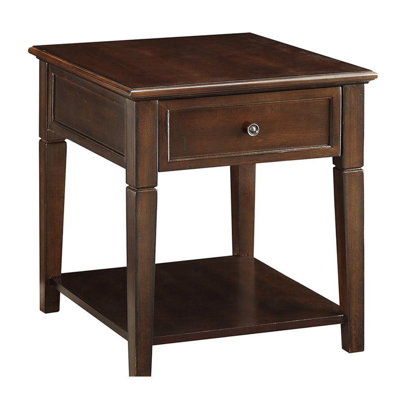 Walnut Table With Elegant Lines And Convenient Storage Options Walnut Finish End Practical Compartments Style