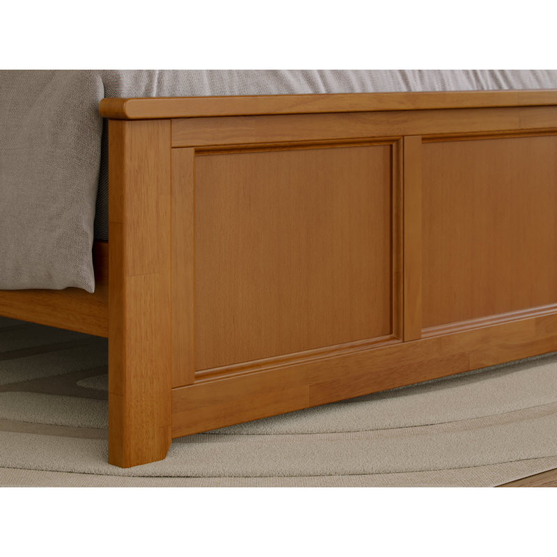 Marshallville Solid Wood Low Profile Platform Bed with Matching Footboard, Full / Double, Light Toffee