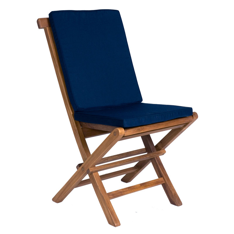  Ensemble de chaises pliantes 7 pièces avec coussins bleus 7 pièces, Bleu