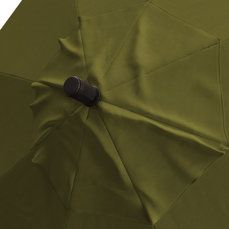 Parasol de patio 11 'en bronze avec inclinaison automatique et manivelle en spectre coriandre Sunbrella, Coriandre Spectrum