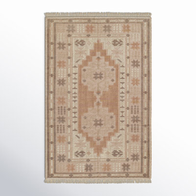 Damaris Oriental Handmade Flatweave Wool/Cotton Area Rug in Orange/Brown