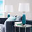 25.2" Gradient Blue Touch Control Table Lamp with USB and Bulb Included
