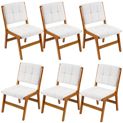 Ensemble de 6 chaises de salle à manger rembourrées avec pieds en bois d'hévéa pour la salle à manger, la cuisine et le salon.