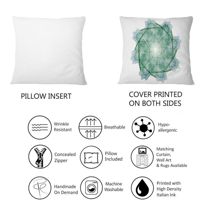 Coussin Fractal Flower Green - Bohemian