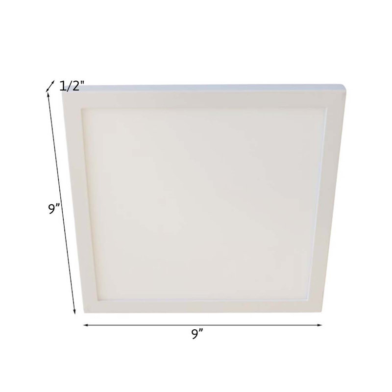 Methel LED Flush Mount, White, 0.5" H x 9" W x 9" D
