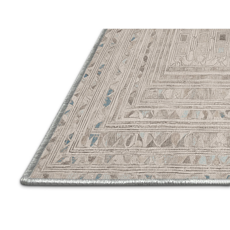 Machine Washable Beige Area Rug, Rectangle 2' x 3'