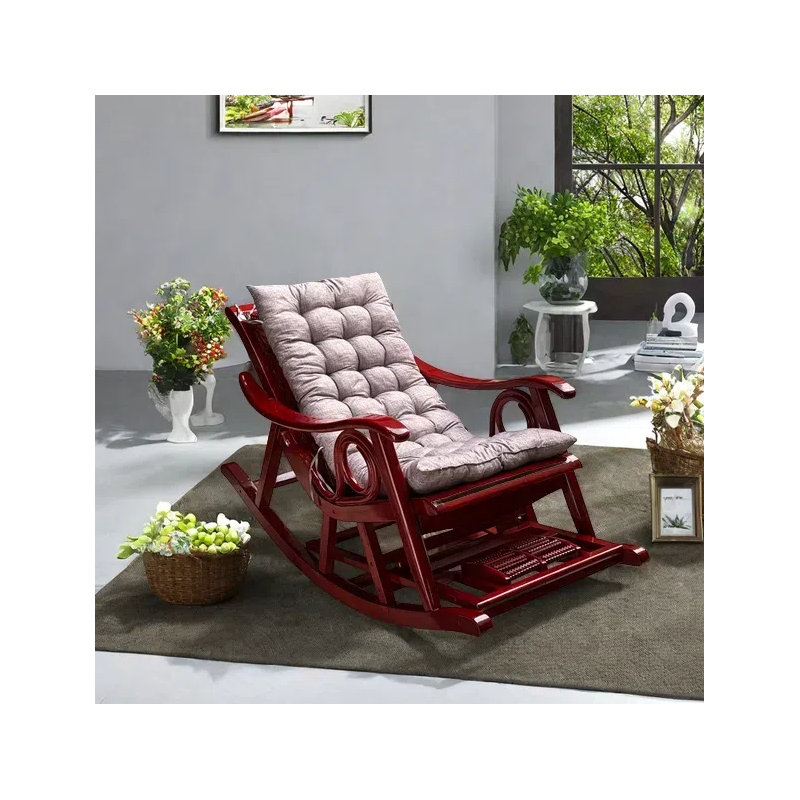 Chaise berçante en rotin naturel, Gris / brun rougeâtre