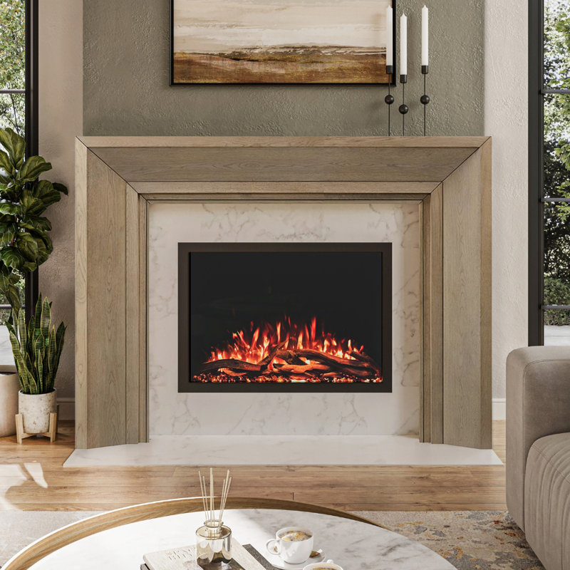 Modern Ember Everly Wood Fireplace Mantel Surround Kit in White | 56" x 42" Opening | 54", 72", Blonde