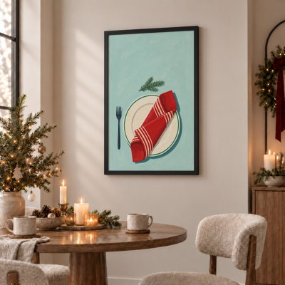 Art mural sur toile rouge avec serviette à rayures rouges sur fond blanc