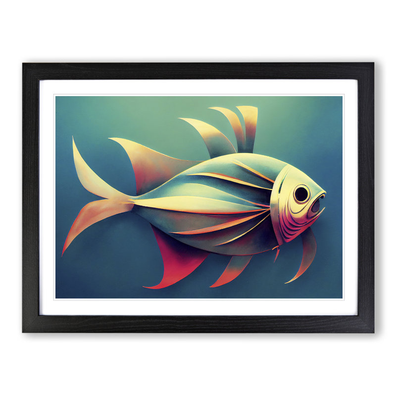Epic Fish Abstract - Framed Print, Black, 46cm H x 64cm W x 2cm D