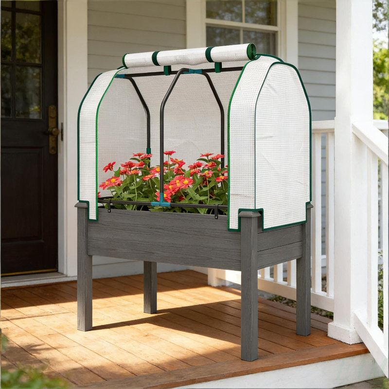 Outdoor Planter Box,Convenient Raised Garden Bed, Dark Gray