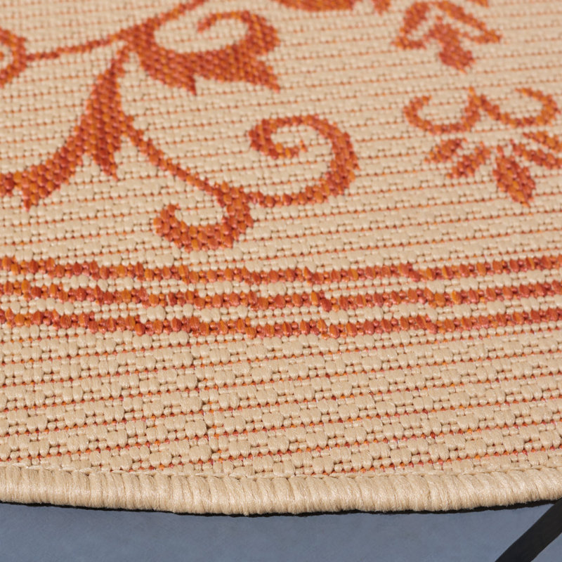 Tapis intérieur / extérieur ivoire Arneshia, Rond 5 pi 3 po