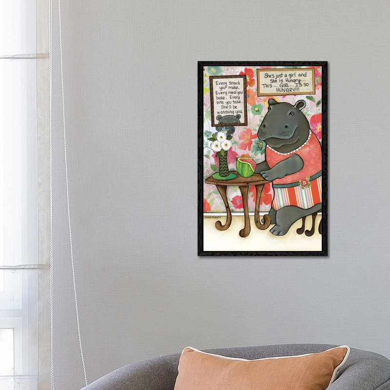 Just A Girl by Jamie Morath - Print on Canvas, 66.04cm H x 45.72cm W x 3.81cm D, Black Floater Framed