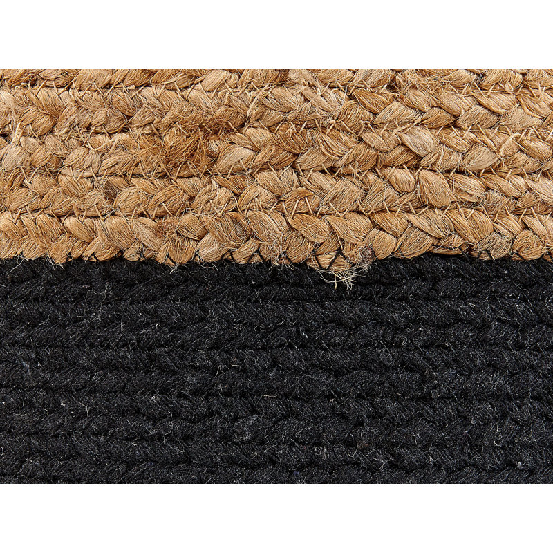 Casas 46cm Wide Round Pouf Ottoman, Black