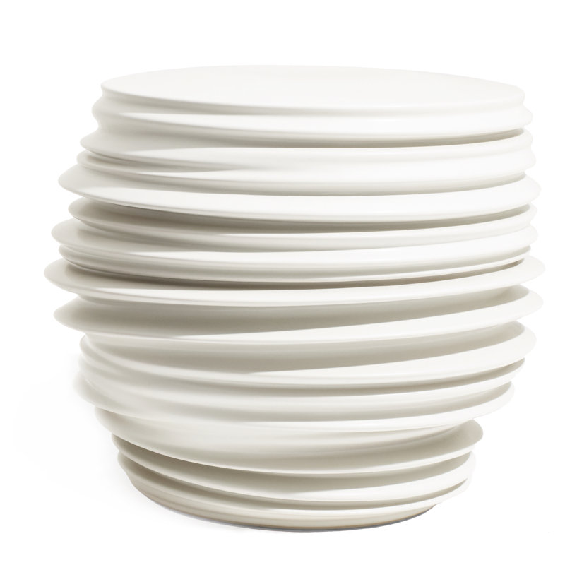 Babylon Outdoor Round Side Table, Chalk