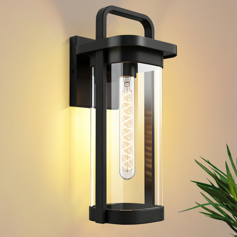 16 In. Outdoor Wall Sconce 1-Light Wall Lantern Scone 1-Pack Exterior Wall Light With Clear Glass Shade