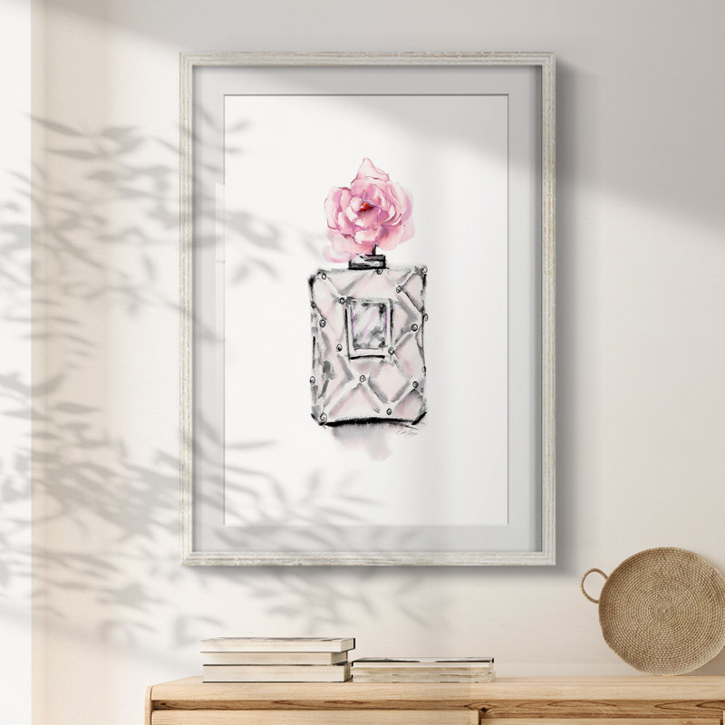 Perfume Bottle -Framed Print, 25.5" H x 17.5" W, White