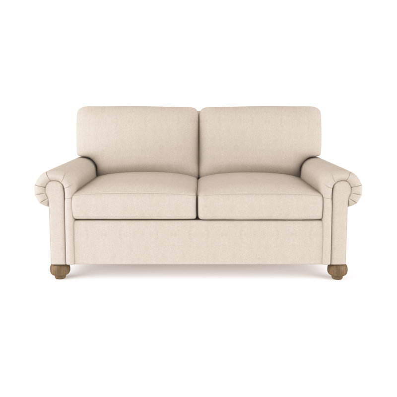 Leroy Loveseat, Weathered, Plush Velvet Alabaster, 36" H x 72" W x 43" D