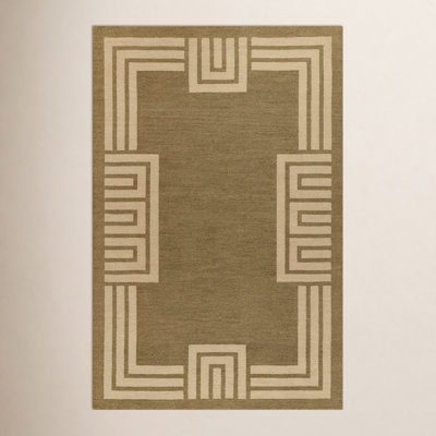 Theresa Green Hand-Woven Geometric Wool Rug