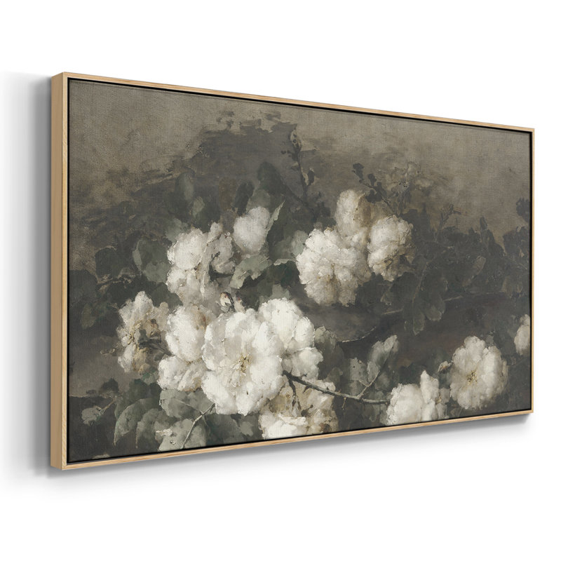 Botanical Series-CDII- Toile tendue avec châssis tendue, prête à être accrochée, H 25 po x l 49 po, Naturel