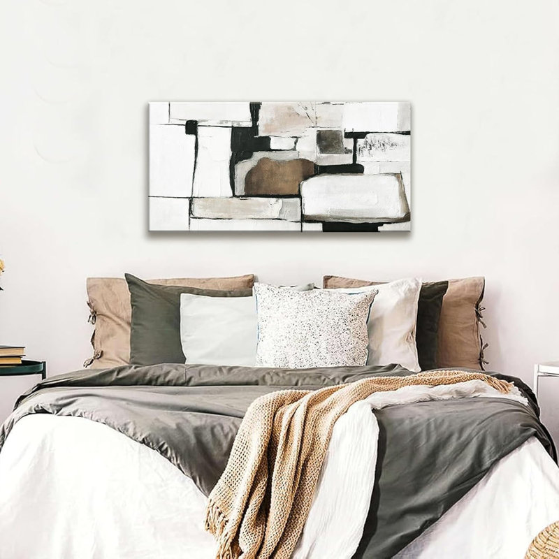 Toile abstraite, décoration murale moderne minimaliste, décorations pour la maison, brun et gris, reproductions d'art mural abstrait, dessin au trait, cuisine de chambre à coucher, bureau 20 po x 40 po