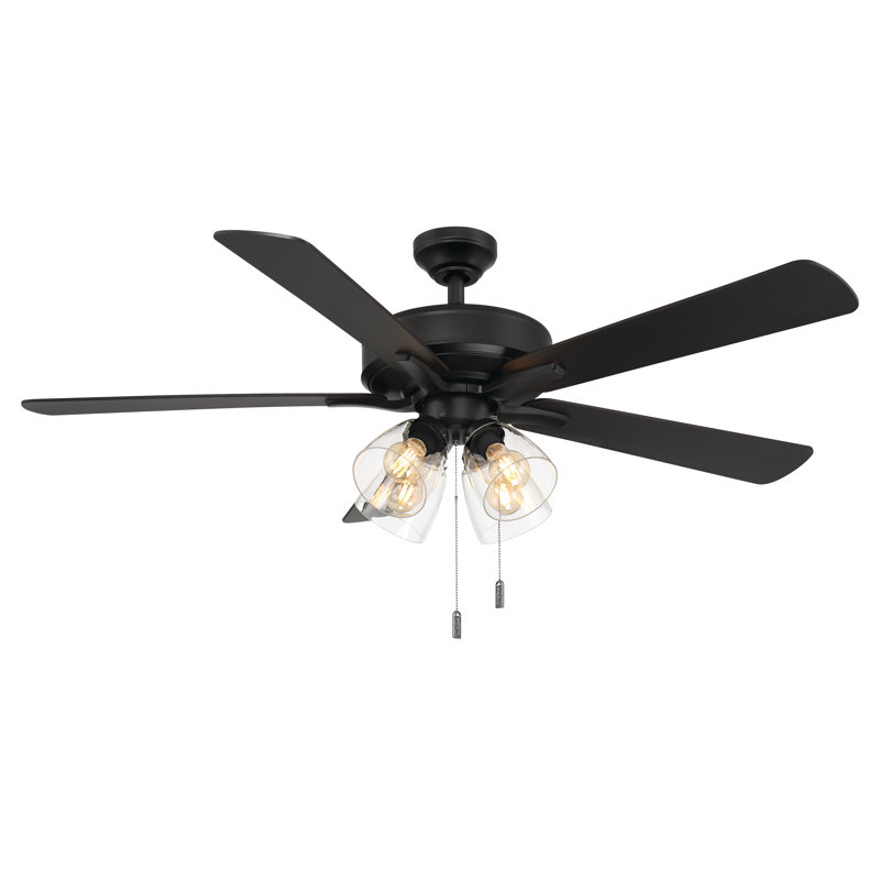 Ventilateur de plafond à chaîne à tirer Pecos, Noir mat