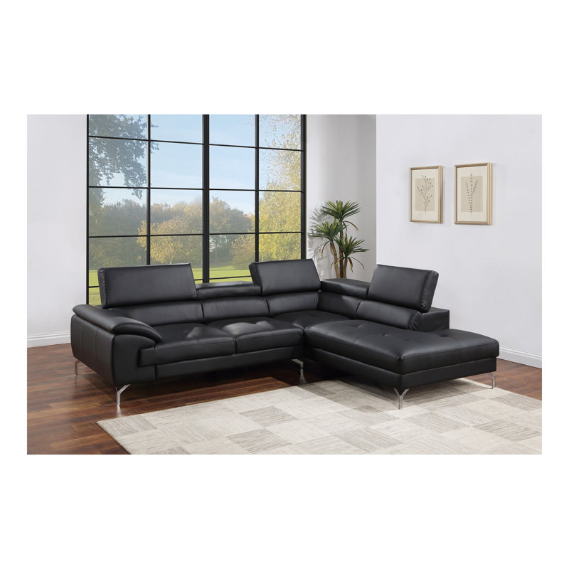 Canapé modulaire 2 pièces Mobilier de salon, Similicuir noir