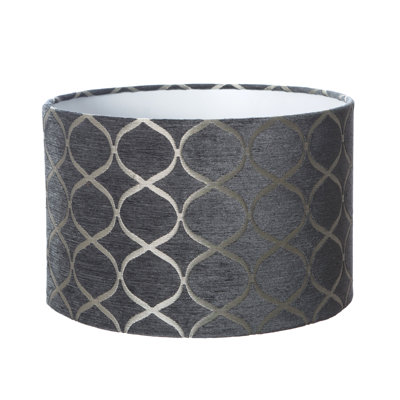 Velvet Drum Lamp Shade ( Screw On ) in Grey