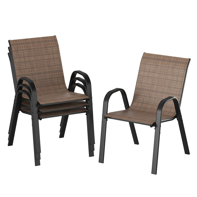 Chaises de salle à manger empilables de patio, sièges modernes de Textilene en métal pour le patio