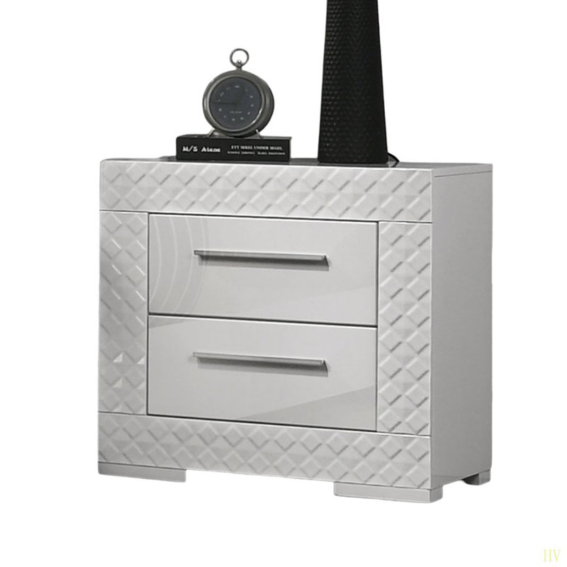 Table de chevet haute glissière en métal avec glissières latérales et 2 tiroirs