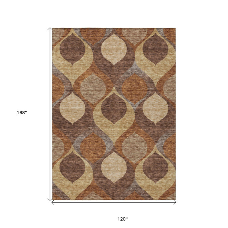 Tapis intérieur / extérieur lavable beige cuivré et taupe 10 pi x 14 pi