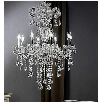 37-inch Elizabeth silver crystal 8LED pendant light