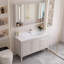Meuble-lavabo de salle de bain autoportant en bois d'hévéa blanc massif 39,76 po avec miroir-829069394