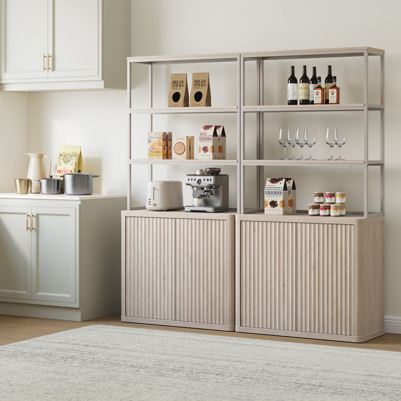 Cesiro 70.8'' H X 34.6'' W 5-Tier Storage Bookcase With Adjustable Shelves, White Alder, 2 Pieces
