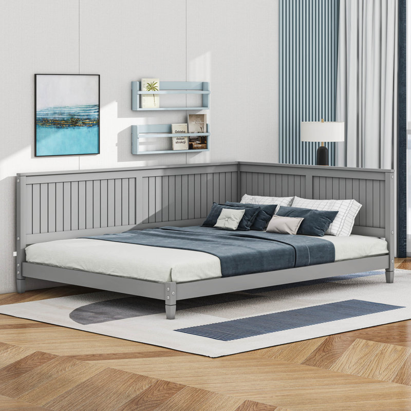 Wood Daybed/Sofa Bed With Armrest, Gray, Full