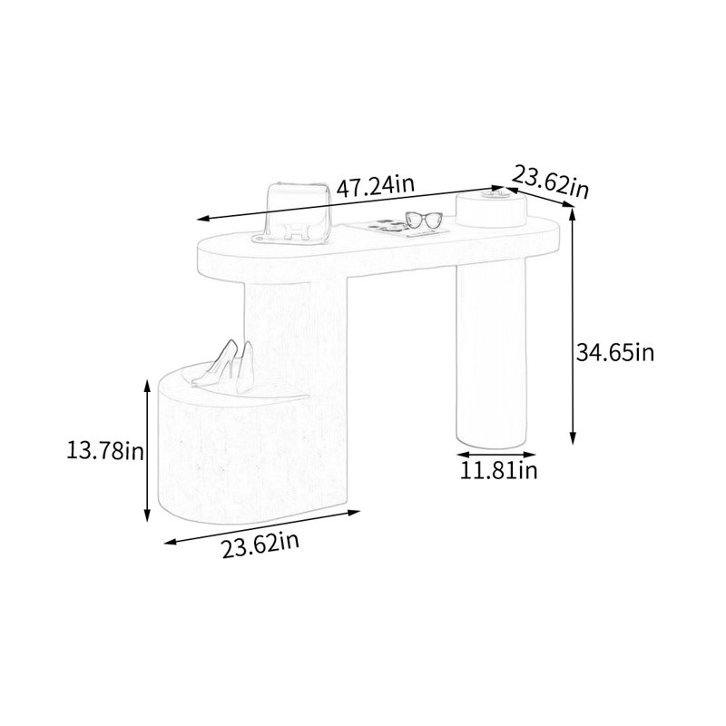 Table de présentation géométrique moderne, H 34,65 po x l 47,24 po x P 23,62 po