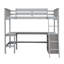 Lit mezzanine simple gris avec bureau polyvalent et tablettes, rehausser l'esthétique de votre chambre à coucher, bois de pin, aire de repos et tablettes confortables - gris, optimisation de l'espace pour les espaces compacts, cadre, idéal