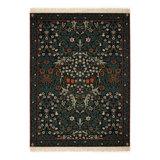 Blackthorn Machine Woven Wool Area Rug in Petrol/Orange/Black/Rust
