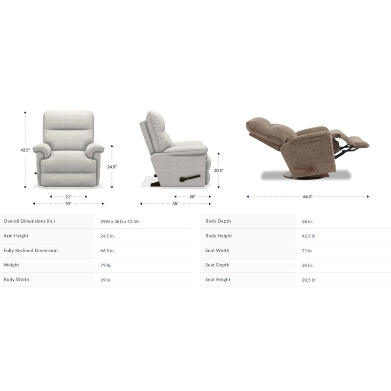 Jay Manual Rocking Recliner, Mushroom 100% Polyester