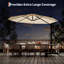 Parasol de patio en porte-à-faux 10 pi, DEL solaire, rotation à 360 °, protection UV pour la cour arrière, brun clair-1152352964