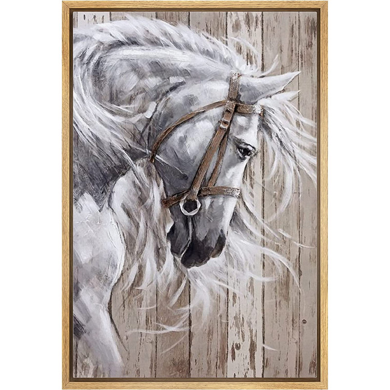 Chevaux qui courent et chevauchant un cheval - cadre flottant, impression sur toile, H 24 po x l 16 po x P 1,5 po