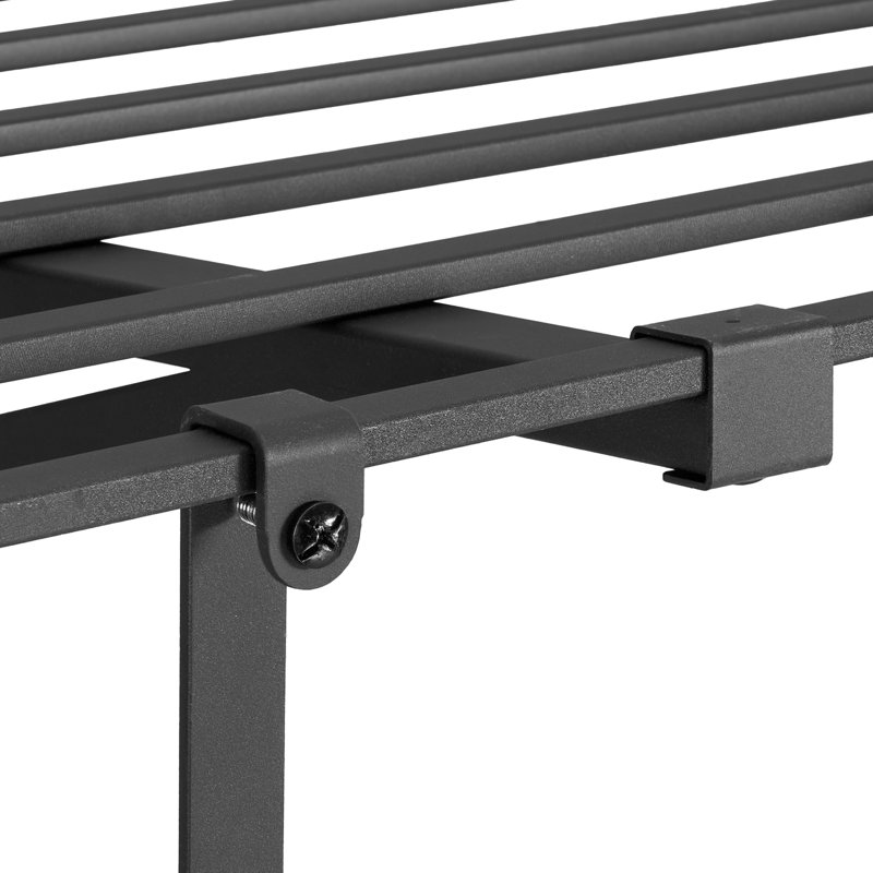 Étagère de garage murale robuste à 2 niveaux, étagère murale en acier 2 x 4 pi avec crochets, support de rangement flottant en métal 24 x 48 po par tablette pour le garage, capacité de poids totale de 520 lb, noir