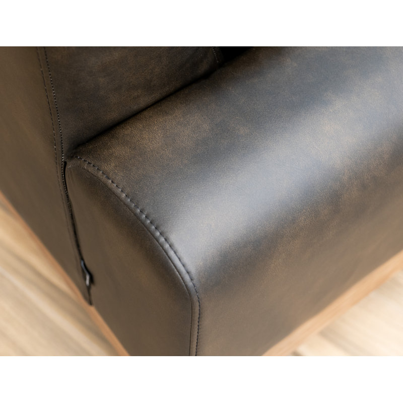Canapé Caisy, coussins en mousse, bois massif, Mélange de polyester bison, H 38 po x l 69,25 po x P 39,5 po