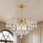 Lustre en fer doré et cristal à 6 lumières de 50 cm (19,7 po) avec chaîne réglable pour salle à manger, salon et entrée-478399523