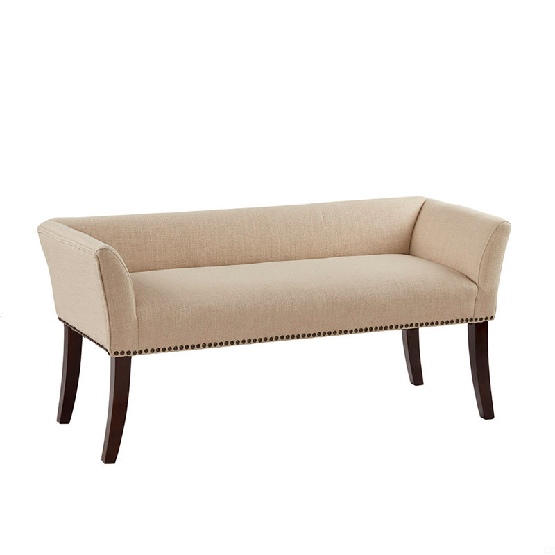 Upholstered Bench, Shoe Bench For Living Room, Black, Beige