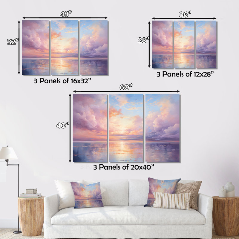«Sunset Cotton Candy Skies II», impressions sur toile, H 12 po x l 20 po x P 1 po, Cadre flottant brun