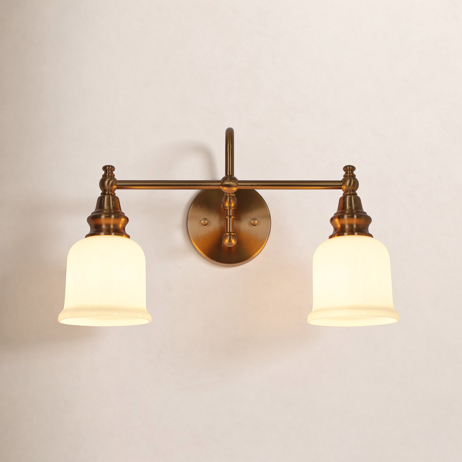 2-Light Dimmable Vanity Light, Brass