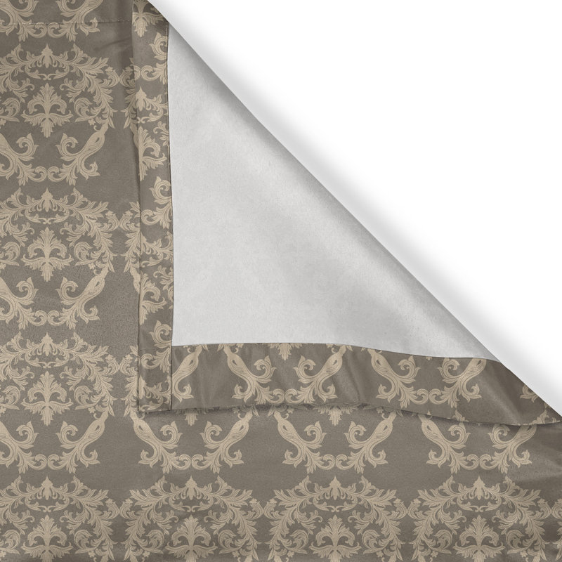 Astoria Grand Victorian Grommet Curtain Decorative 2-Panel Window Drapes, 50", Warm Taupe S Brown, 50" W x 108" L