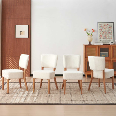 Modern Stackable Upholstered Dining Chairs (Set Of 4) - White