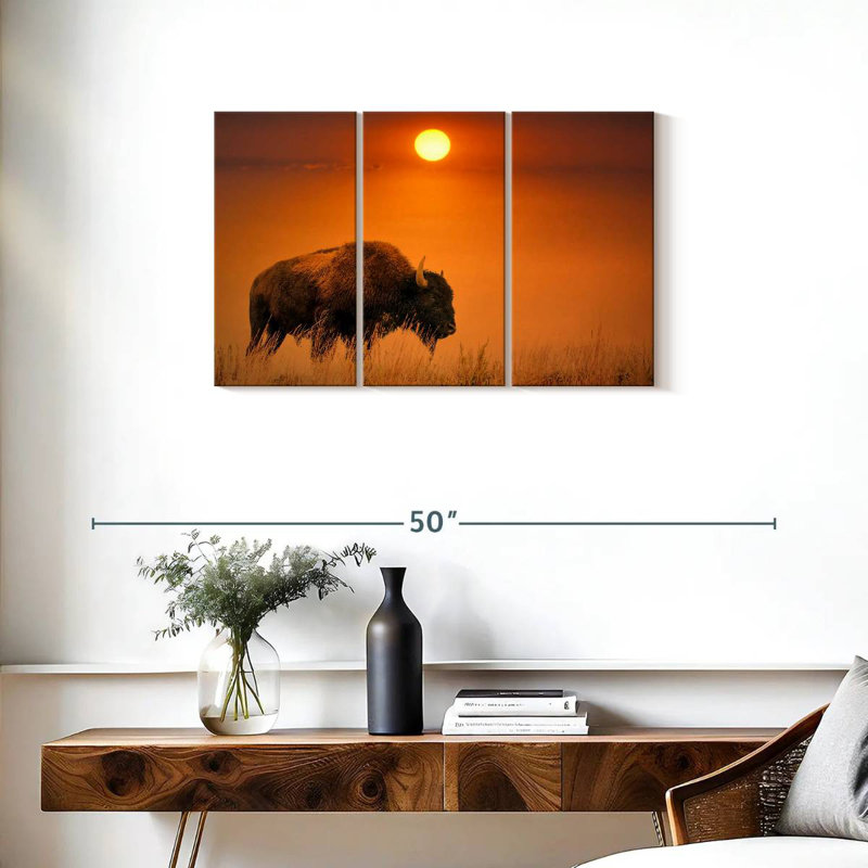 Brampt Bison Sunrise, 20" H x 33" W